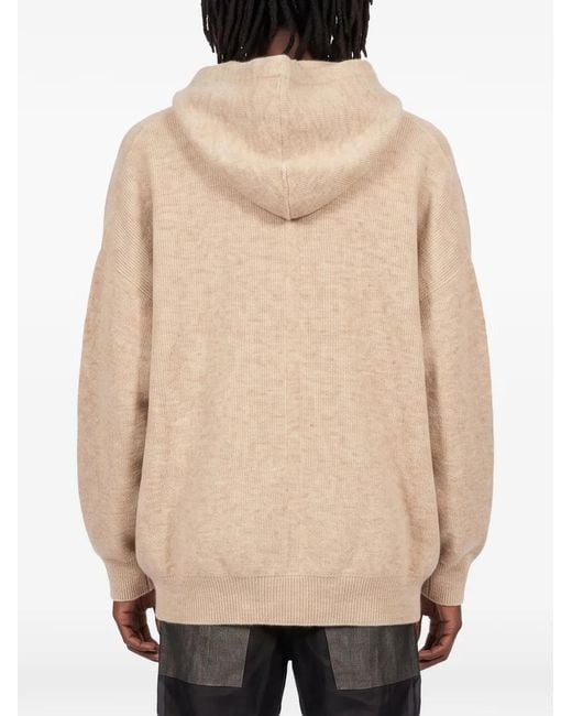 Rick Owens Natural Drawstring-Hood Pouch-Pocket Hoodie for men