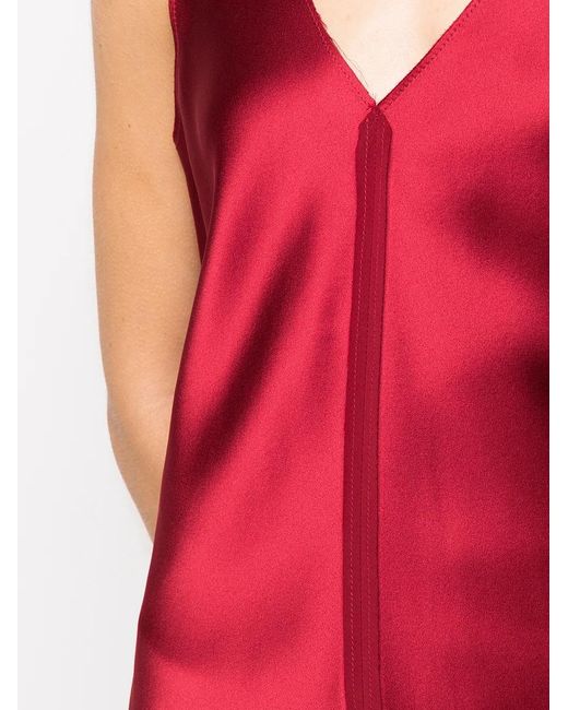 Voz Red Silk Raw-Edge Tank Top