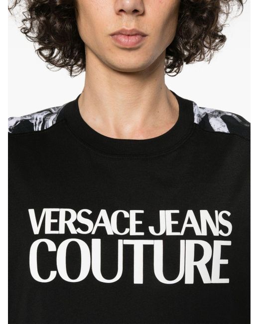 Versace Logo-print Cotton T-shirt in het Black voor heren