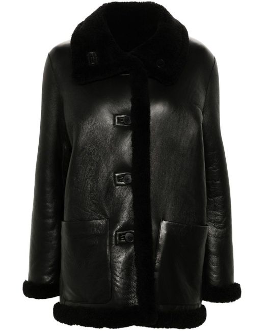 Maje Black Reversible Leather Jacket