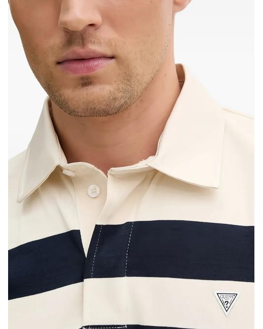Guess White Striped Short-Sleeve Polo Shirt for men