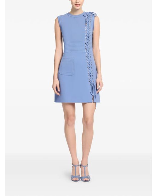 Elie Saab Blue Lace-Up Mini Dress