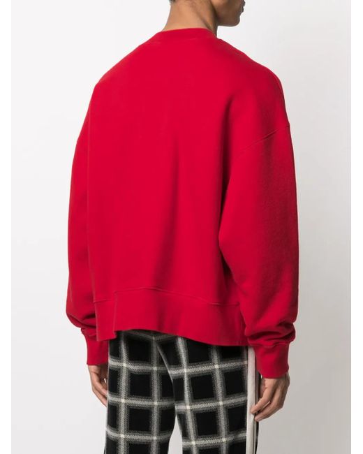 Palm Angels Red Bear Cotton Sweatshirt for men