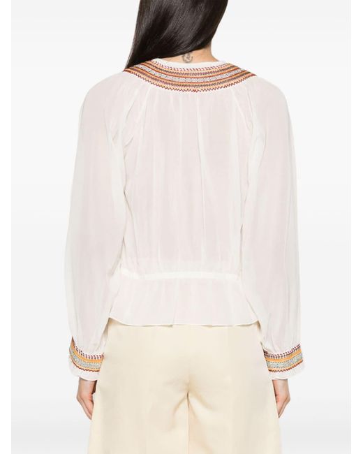 Bode White Embroidered Cotton Blouse