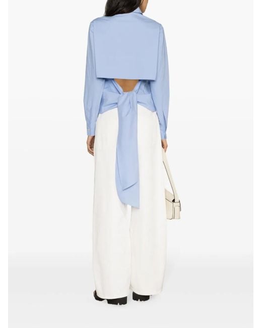 P.A.R.O.S.H. Blue Rear-Tie Cotton Shirt