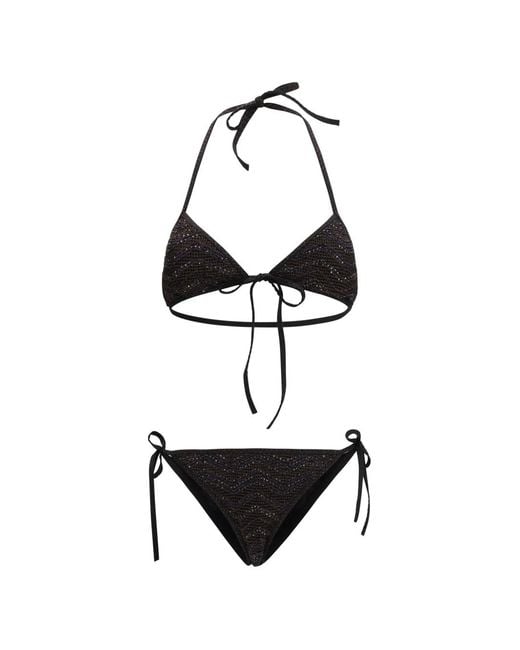 Missoni White Zigzag Mesh Triangle Bikini With Sequins