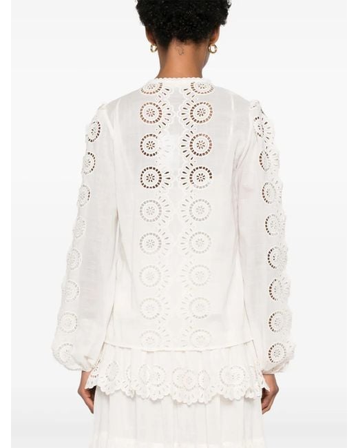 Zimmermann White Lucky Embroidered Blouse