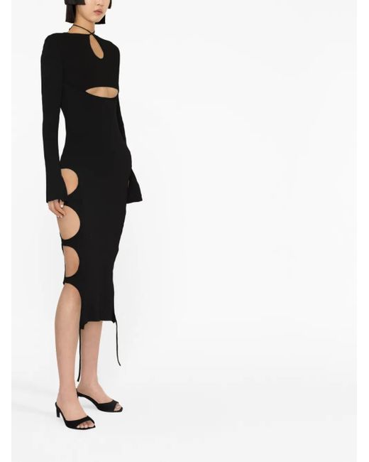 ANDREADAMO Black Cut-Out Detail Knitted Dress