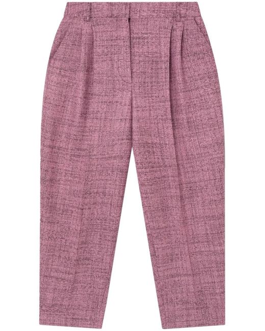 Stella McCartney Red Pleated Cropped Wool Trousers