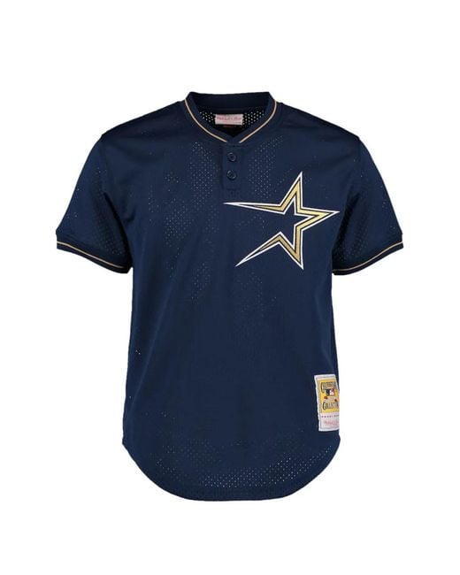 Mitchell & Ness Blue 1997 Houston Astros Star-Print Short-Sleeve Polo Shirt for men