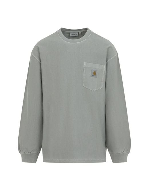 Carhartt Gray Logo-Patch Pocket T-Shirt for men
