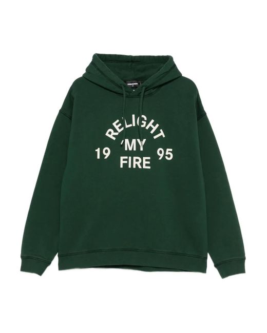DSquared² Green Graphic-Print Cotton Hoodie for men