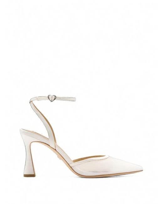 Badgley Mischka White Yordan Pointed-Toe Mesh Pumps