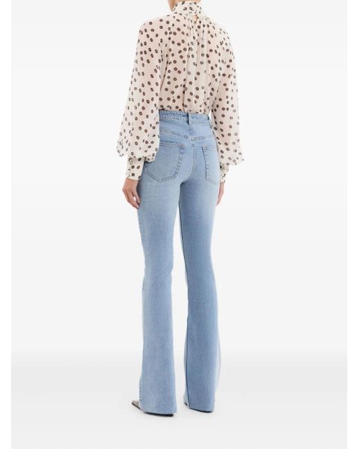 Rebecca Vallance White Candice Polka-Dot High-Neck Blouse