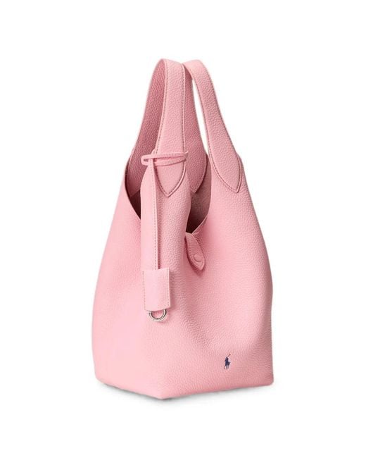 Polo Ralph Lauren Pink Polo Play Leather Tote Bag