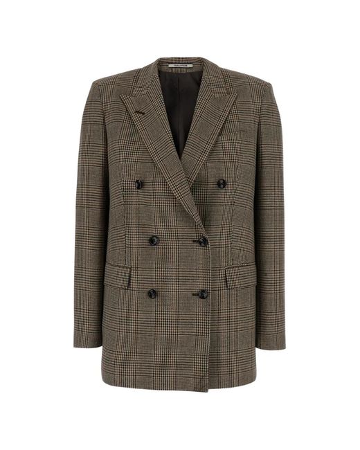 Tagliatore Gray Jasmine Double-Breasted Check-Pattern Jacket