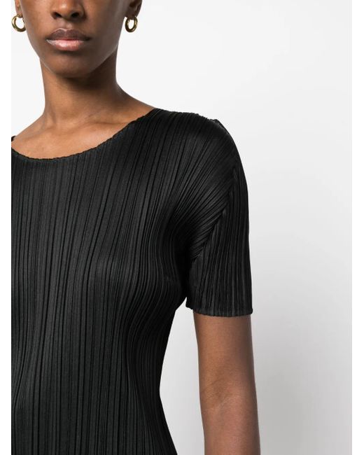 Pleats Please Issey Miyake Black Pleated T-shirt