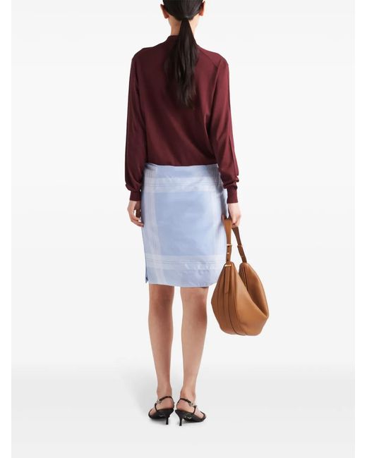 Prada Blue Checked Cotton Mini Skirt
