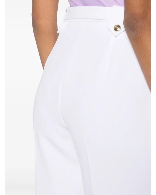 Versace Jeans Couture White Baroque Buckle Tapered Trousers