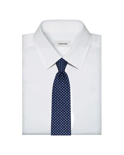 Ferragamo Blue Mail Print Silk Tie for men