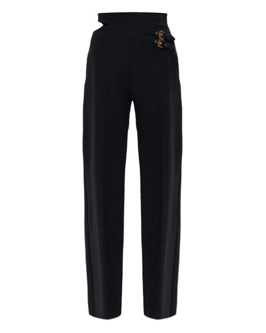 Versace Jeans Couture Blue Cut-Out Buckle-Detail Trousers