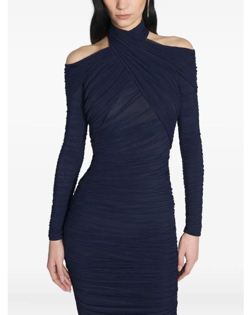 Abito Midi Drappeggiato di Mugler in Blue