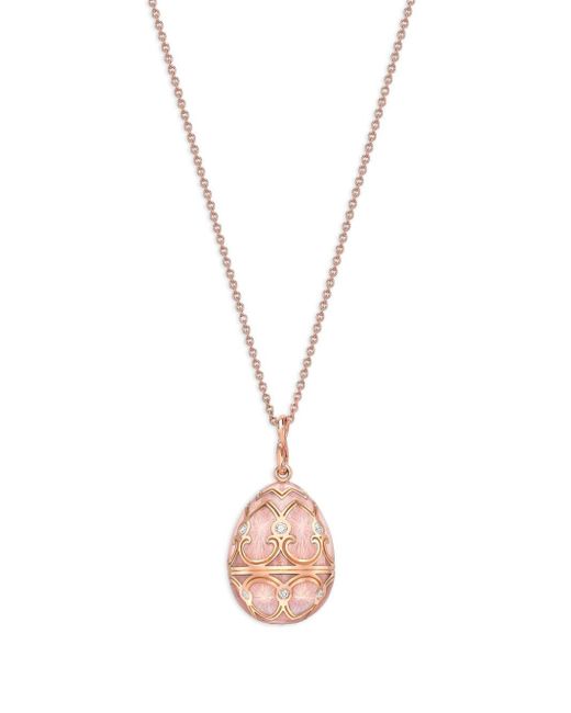 Collar Heritage Petite Egg en oro rosa de 18kt Faberge de color Metallic