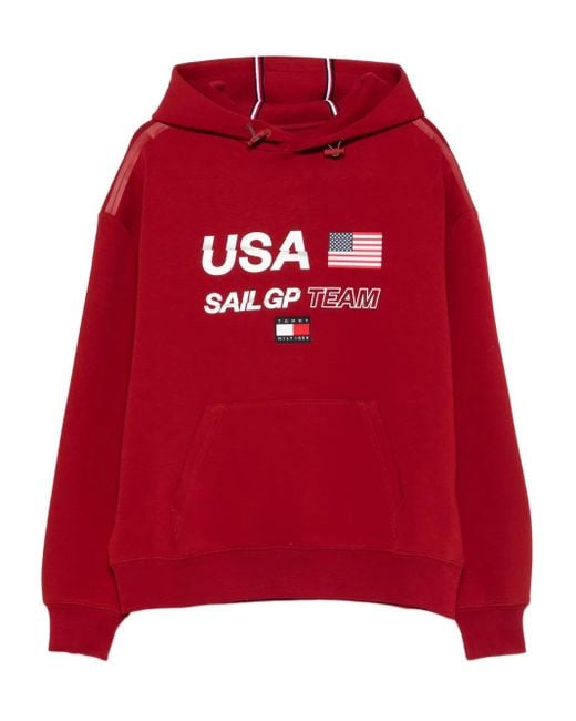 X Sail Gp Usa Team Felpa Con Cappuccio di Tommy Hilfiger in Red