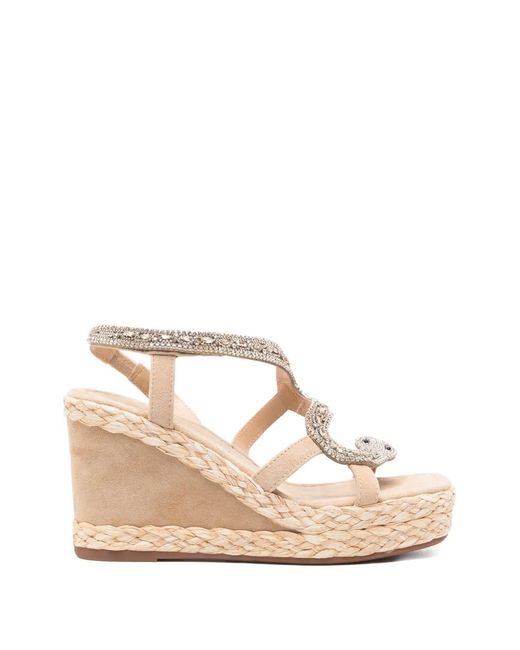 Alma En Pena. Natural Snake-Embellished Wedge Espadrilles