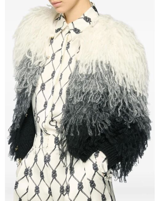 Genny Gray Ombre Fringed Cardigan
