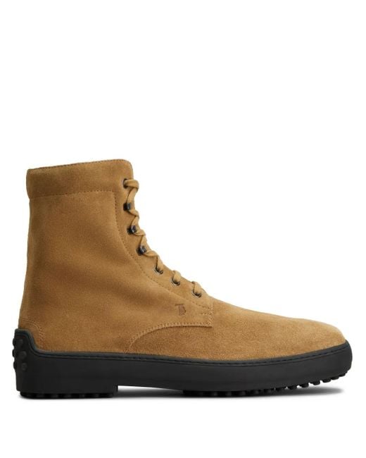 Tod's Brown Suede Combat Boots for men