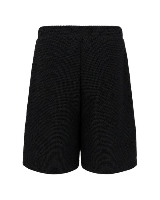 Emporio Armani Black Embossed Drawstring Shorts for men