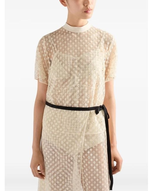 Prada White Embroidered Lace Dress