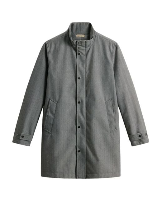 Woolrich Gray Herringbone-Pattern Coat for men