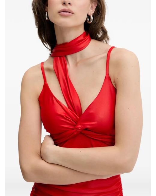 Fiorucci Red Scarf-Detail Mini Dress