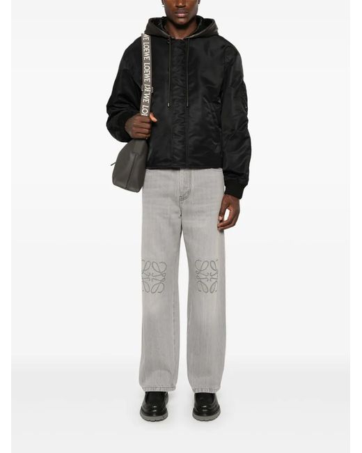 Loewe Black Hooded Bomber Jacket for men