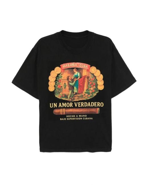 Melt Black Graphic-Print Cotton T-Shirt for men