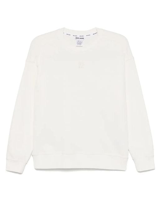 DKNY White Logo-Embroidered Sweatshirt