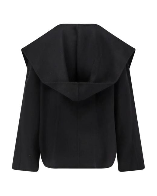 Paltò Black V-Neck Patch-Pocket Coat