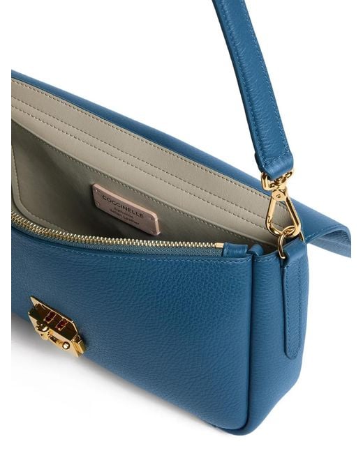 Coccinelle Blue C-Me Lock Logo-Plaque Shoulder Bag