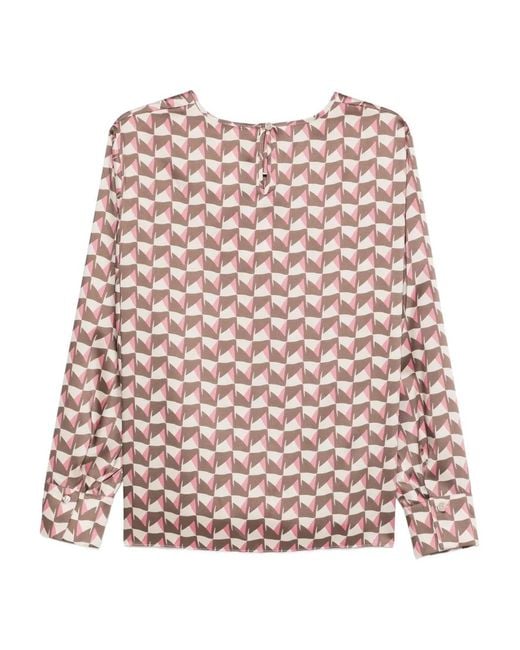 Marina Rinaldi Pink Nerbare Geometric-Print Blouse