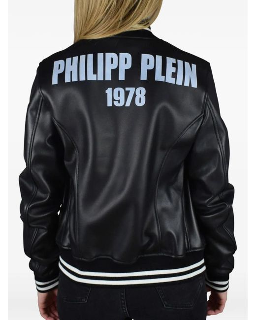 Philipp Plein Black Logo Detail Bomber Jacket