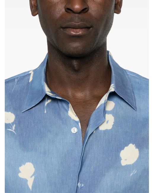 Sandro Overhemd Met Bloemenprint in het Blue voor heren