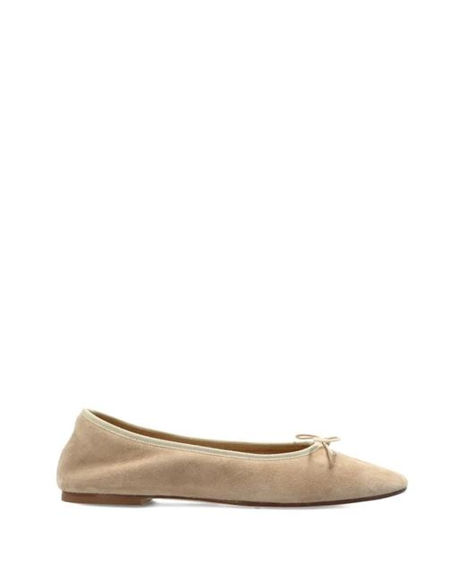 Aeyde White Bow Suede Falt Pumps