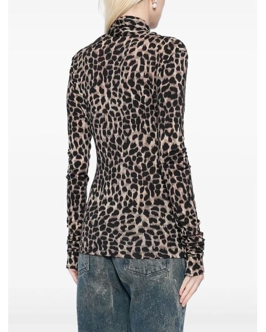 Blumarine Black Animalier-Print Blouse