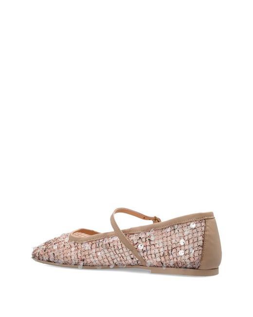 Agl Attilio Giusti Leombruni Pink Ceramic Sequinned Strap Ballet Flats