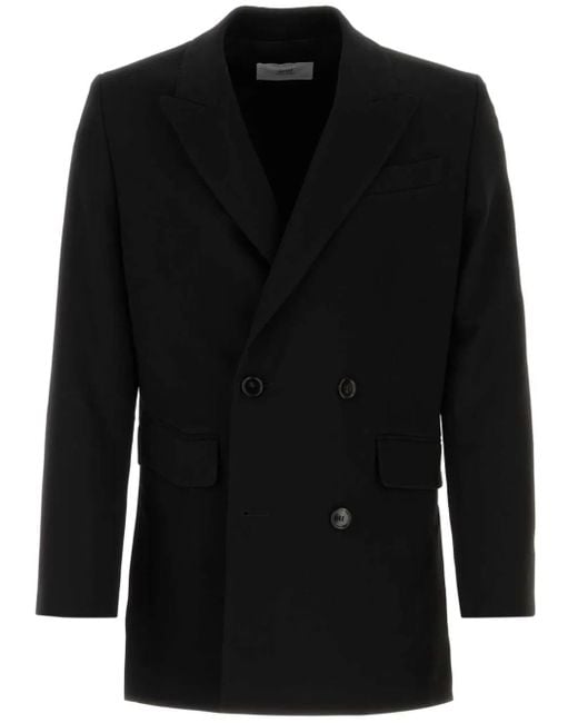 AMI Black Double-Breasted Virgin Wool Blazer for men