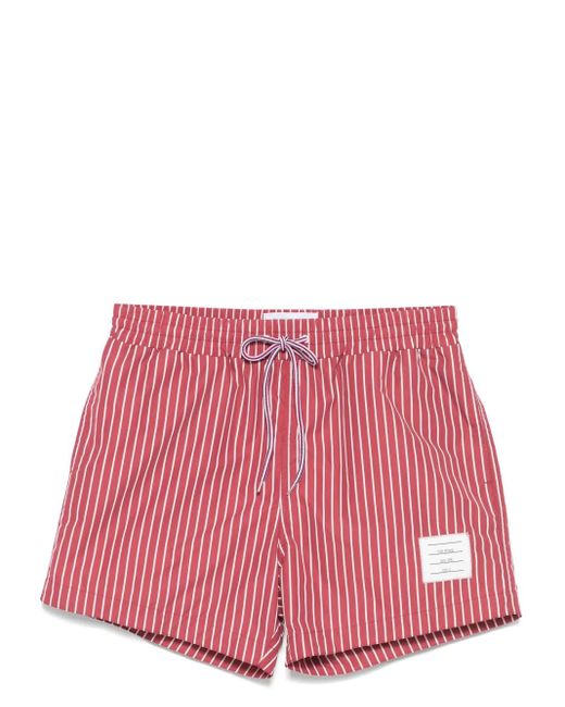 Thom Browne Pink Pinstriped Swim Shorts for men