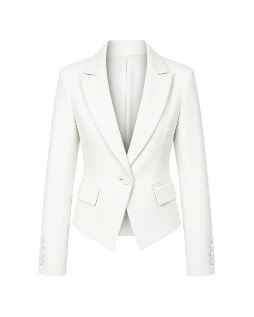 Veronica Beard White Single-Breasted Peak-Lapel Blazer