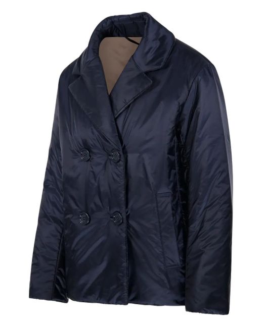 Max Mara Blue Double-Breasted Padded Coat